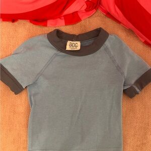 BDG  XS / S ringer Blue and Gray Shirt